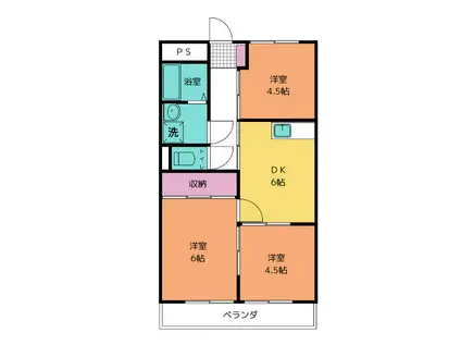 サンハイツスター(3DK/1階)の間取り写真