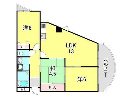 ステラ田中町(3LDK/3階)の間取り写真