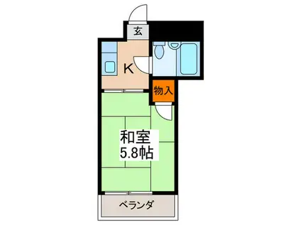 パ-ルハイツ(1K/2階)の間取り写真