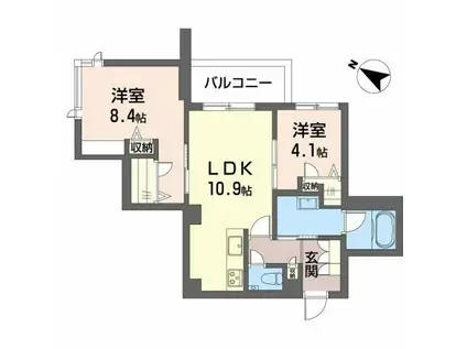 シャーメゾンガーデンズ セリシール高羽 東館(2LDK/3階)の間取り写真