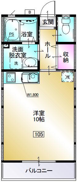 源水ヒルズ(1K/1階)の間取り写真