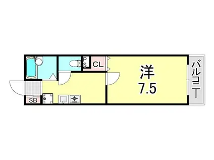 アスタくにづか2番館コート棟(1K/2階)の間取り写真