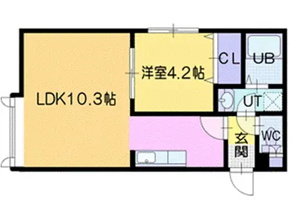 コーポ LUNA 文京台II(1LDK/1階)の間取り写真