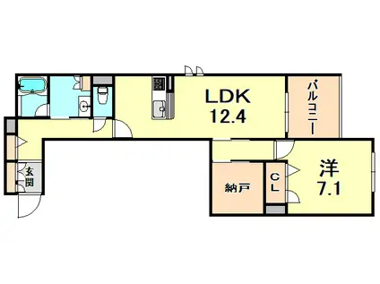 シャーメゾン夙川ウエスト(1SLDK/2階)の間取り写真