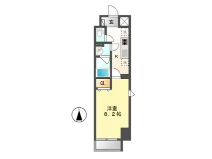 パークフラッツ新栄(1K/7階)の間取り写真