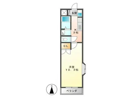 ファミーユ上浜(1K/2階)の間取り写真