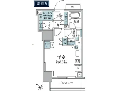 パークリュクス虎ノ門(ワンルーム/12階)の間取り写真