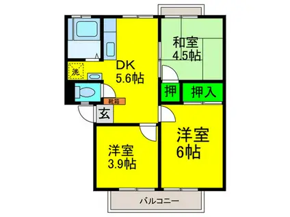 グリーンハイツ曽根II(3DK/2階)の間取り写真