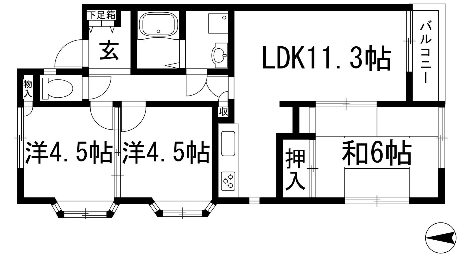 コート池尻(3LDK/2階)の間取り写真