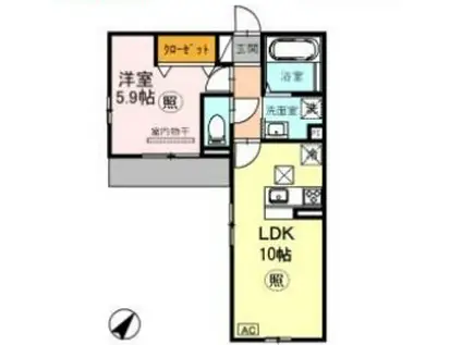 フルール花隈町(1LDK/3階)の間取り写真