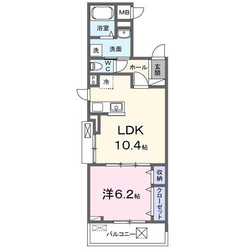ＪＲ東海道本線 立花駅 徒歩12分 3階建 築2年(1LDK/2階)の間取り写真