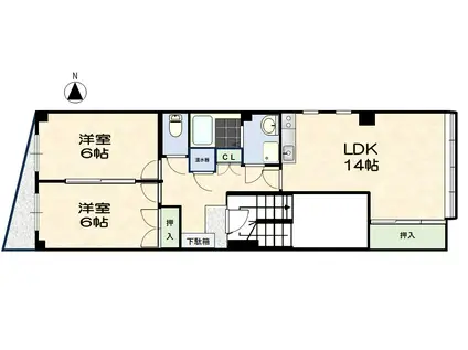 Fメゾン仲田II(2LDK/2階)の間取り写真