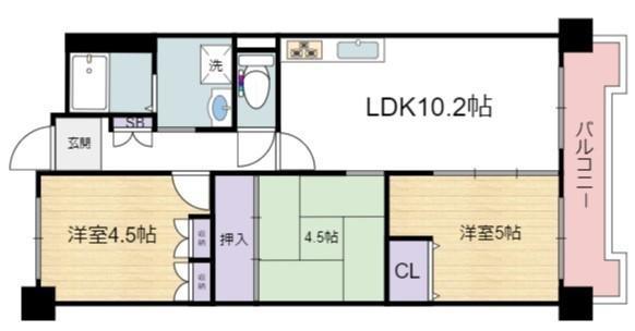 サニーコットン住之江(3LDK/3階)の間取り写真