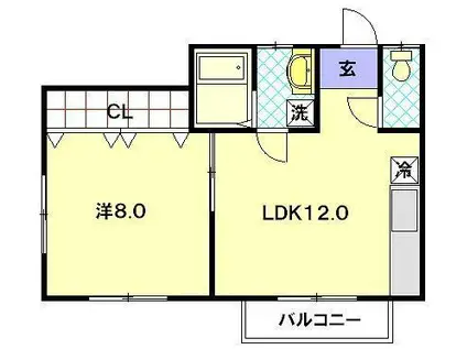 コーポ楓(1LDK/1階)の間取り写真
