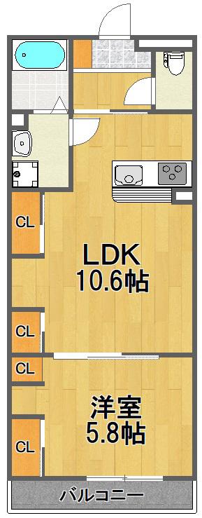 リブリ・I RAY(1LDK/1階)の間取り写真
