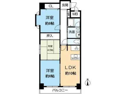 HACHIBUSE六甲(3LDK/4階)の間取り写真