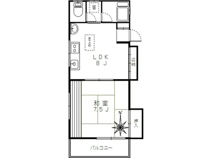 パークサイド竹山II(1LDK/2階)の間取り写真