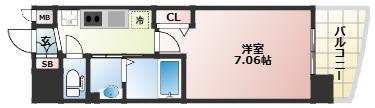 LUXE姫路(1K/14階)の間取り写真