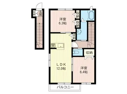 プリマヴェーラA(2LDK/2階)の間取り写真