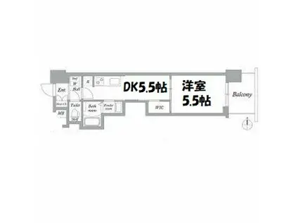 エステムコート名古屋平安通クチュール(1DK/9階)の間取り写真