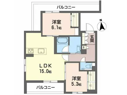 シャーメゾングランベアー(2LDK/3階)の間取り写真