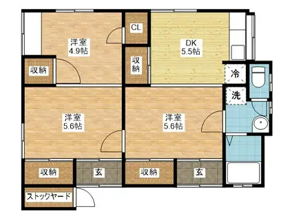 アイ立岩(3DK/2階)の間取り写真
