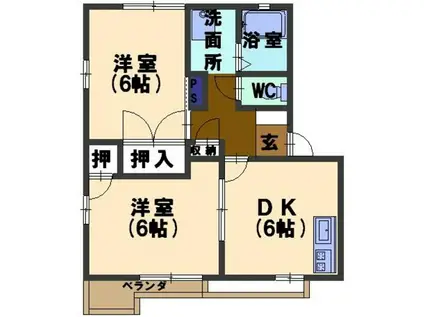 ハイムベーレ(2DK/2階)の間取り写真