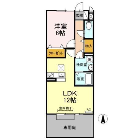 セジュール松葉(1LDK/1階)の間取り写真