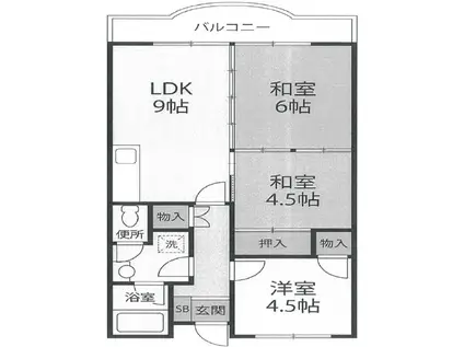 ヤナギマンション(3LDK/5階)の間取り写真