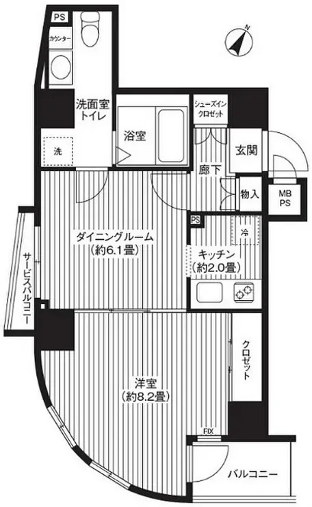 カスタリア初台 6階階 間取り
