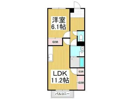 サンハイツ片桐(1LDK/1階)の間取り写真