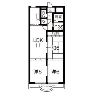 コンフォトゥール(3LDK/2階)の間取り写真