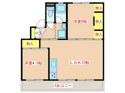 TERRACE八風(2LDK/1階)の間取り写真