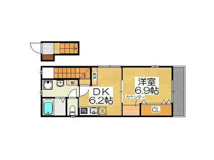 あんしん大浜北町10-1002(1DK/2階)の間取り写真