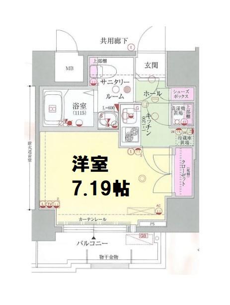 ディナスティ福島II(1K/15階)の間取り写真