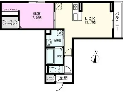 ルベルコート(1LDK/2階)の間取り写真