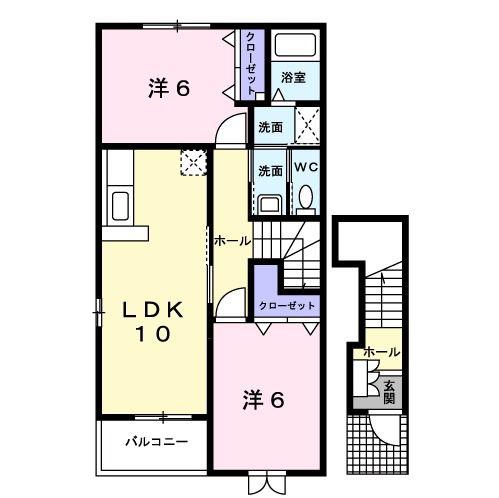 エーデルシュタイン A(2LDK/2階)の間取り写真