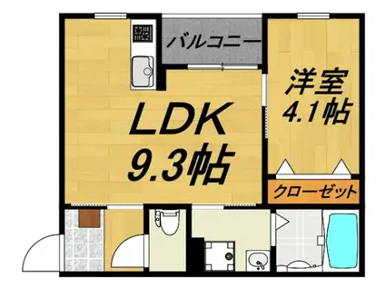 LECOCON四日市VI(1LDK/2階)の間取り写真