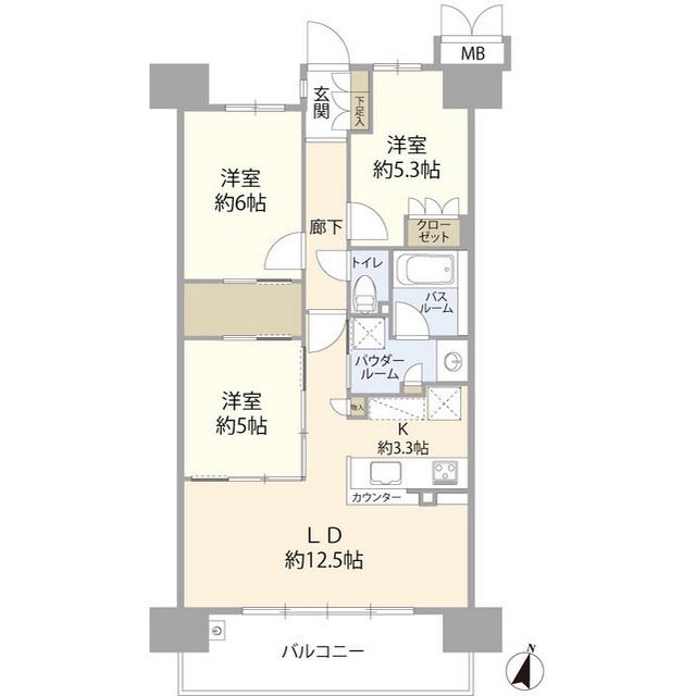 プレミストひばりが丘(3LDK/9階)の間取り写真