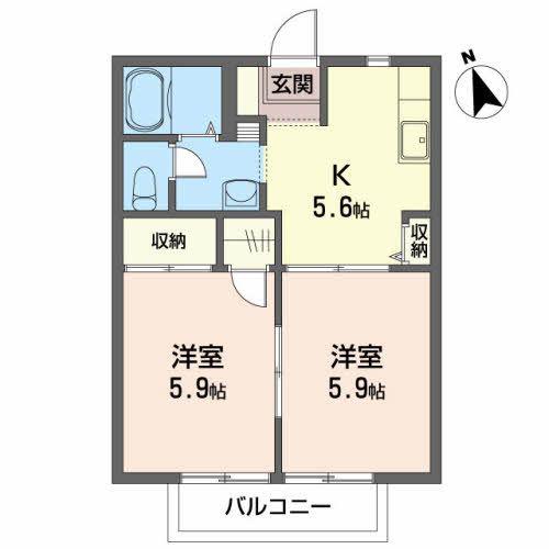 モンシェールI(2K/2階)の間取り写真
