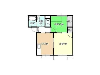 ミキハイツ(2DK/2階)の間取り写真