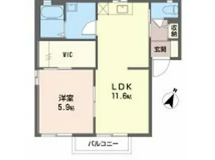 メゾンリュミエール(1LDK/1階)の間取り写真