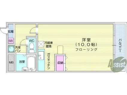 幸町アヴェニュー(1K/1階)の間取り写真