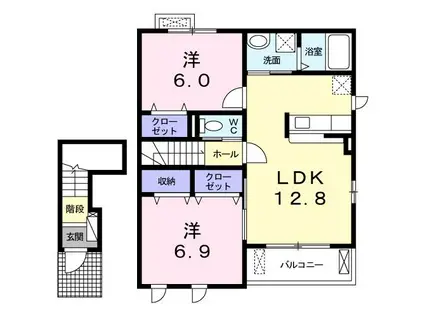 クレメントB(2LDK/2階)の間取り写真
