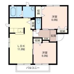 ソレアードE(2LDK/2階)の間取り写真