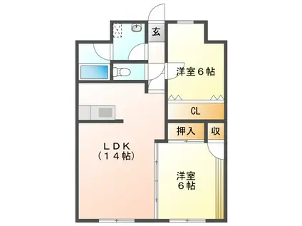 シャルムメゾン柚木(2LDK/1階)の間取り写真
