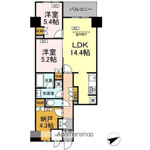 サンジョイアゼロ(2LDK/4階)の間取り写真