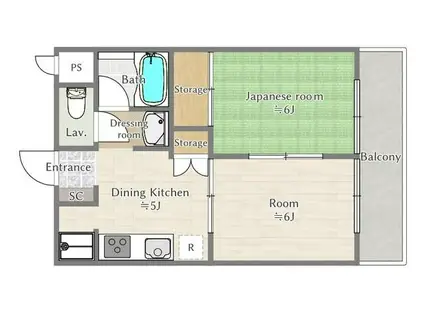 レジデンス水村(2DK/4階)の間取り写真