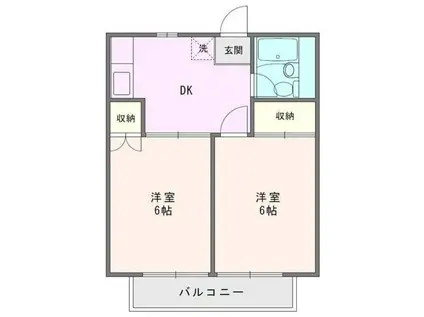 サンヒルズ新座(2DK/1階)の間取り写真