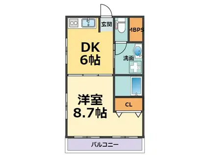 MG マンション(1DK/4階)の間取り写真